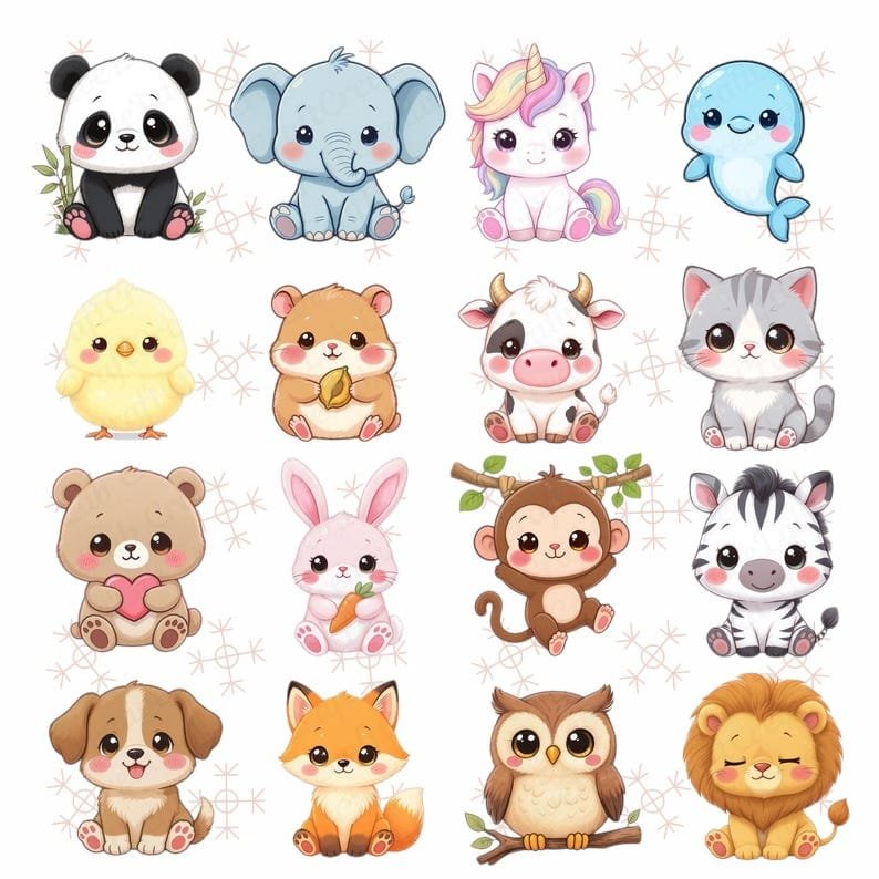 Kawaii Animal Clipart Bundle Unleash your creativity with our exclusive Kawaii Animal Clipart Bundle