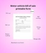 Motor Vehicle Bill of Sale Form - Printable Auto Sales Contract (US Letter & A4) - Image 2