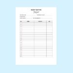 silent auction bidding sheet printable download showing bidder name amount and contact fields