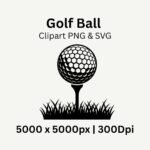 Golf ball silhouette clipart PNG on transparent background