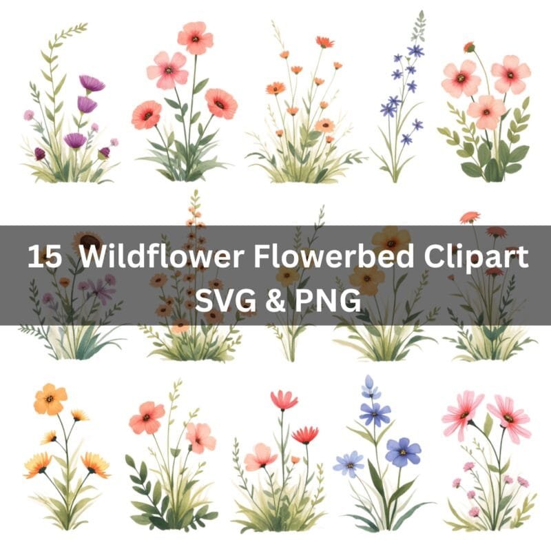 Our 15 PNG Wildflower Flowerbed Clipart Set – Watercolour Printable Graphics brings a fresh burst of nature-inspired charm to your creative projects. Perfect for crafters, designers, and journal lovers, this beautifully hand-painted collection captures the soft, whimsical feel of real wildflower meadows. Each file in the 15 PNG Wildflower Flowerbed Clipart Set – Watercolour Printable Graphics is created at a high-resolution 5000 x 5000px and 300dpi, giving you crisp, professional-quality artwork suitable for both digital and printed use. Featuring fifteen unique arrangements of watercolour wildflowers—ranging from delicate blues and warm yellows to soft pinks and vibrant oranges—this set is ideal for scrapbooking, card-making, wall art, planners, invitations, branding, and more. The transparent PNG format ensures effortless layering, letting you drop each floral cluster seamlessly into any design without fuss. Whether you're crafting personalised stationery or building a cohesive botanical theme for your small business, this versatile clipart collection offers a blend of rustic charm and modern elegance. Each illustration has been carefully crafted to retain the subtle texture and softness of traditional watercolour painting, giving your work an authentic, artisanal feel. As a digital download, these files are available instantly—no waiting, no postage, just creativity ready to bloom. Add a touch of meadow magic to your next project with the 15 PNG Wildflower Flowerbed Clipart Set – Watercolour Printable Graphics, your new go-to floral resource for stunning visuals and effortless design.