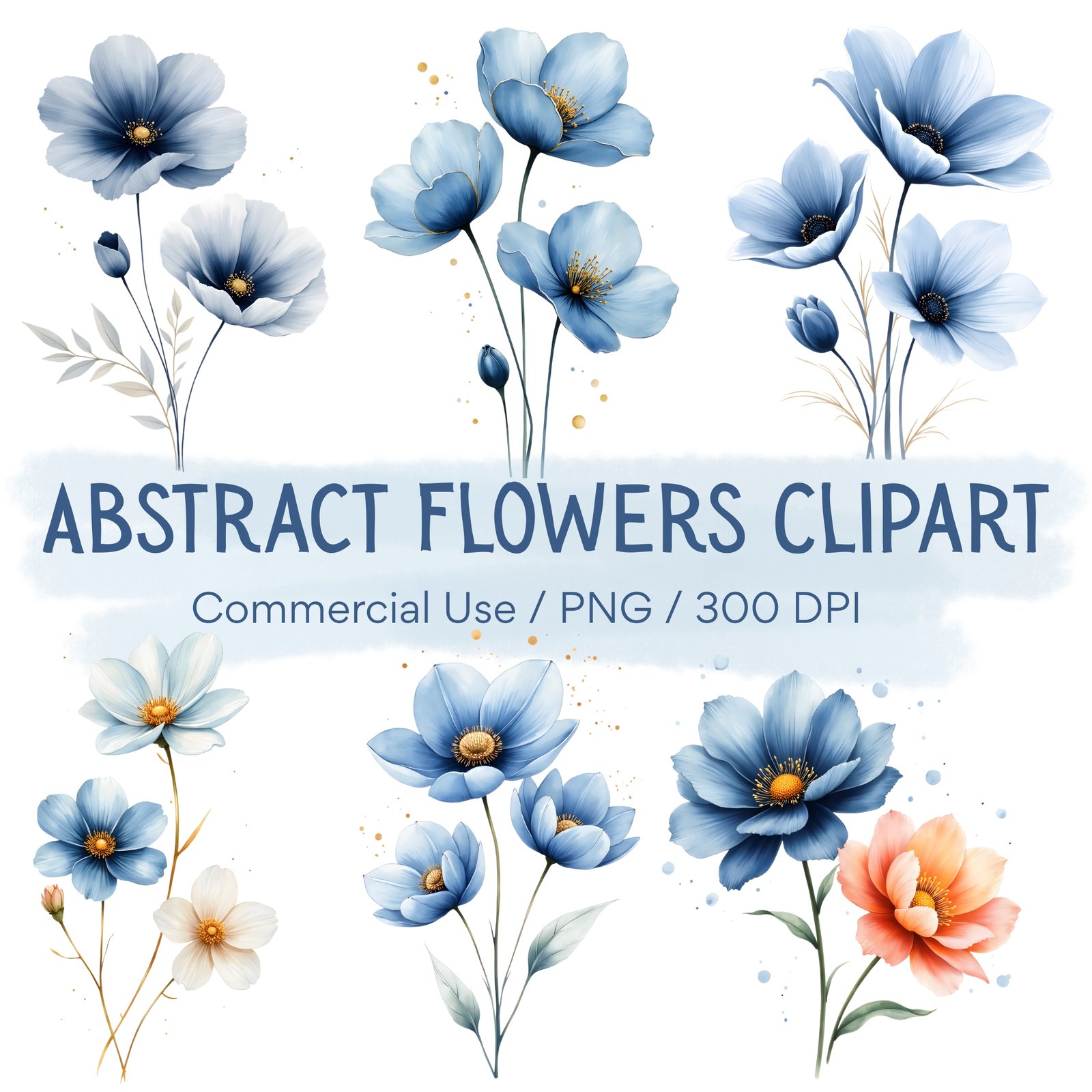1 Abstract Flower Clipart PNG Set
