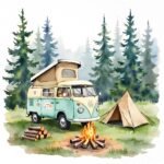 Camping Trailer Clipart Set – Watercolour Camper Van PNGs - Image 2