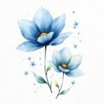 Abstract Flower Clipart PNG Set – Soft Blue Floral Illustrations - Image 3