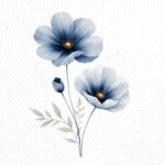Abstract Flower Clipart PNG Set – Soft Blue Floral Illustrations - Image 2