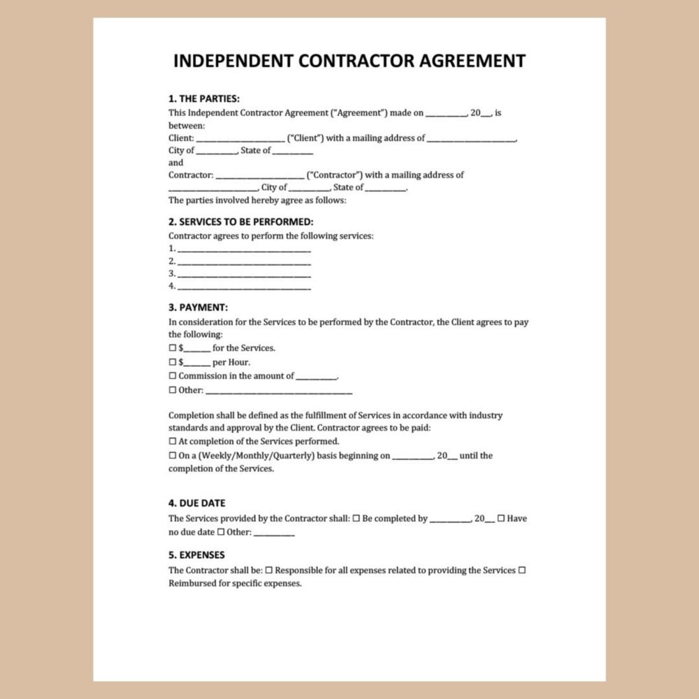 Independent Contractor Agreement Template Editable Business Contract PDF Word - Image 4