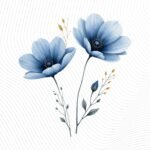 Abstract Flower Clipart PNG Set – Soft Blue Floral Illustrations - Image 6