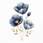 Abstract Flower Clipart PNG Set – Soft Blue Floral Illustrations - Image 5