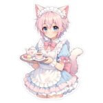 AI Generated Cartoon Maid Cat Femboy PNG Sticker Set – Kawaii Pack (10pcs) - Image 2