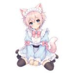 AI Generated Cartoon Maid Cat Femboy PNG Sticker Set – Kawaii Pack (10pcs) - Image 4