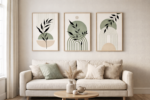 Set of 3 Sage Green Boho Geometric Botanical Wall Art Prints (4:5) - Image 3