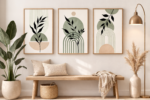 Set of 3 Sage Green Boho Geometric Botanical Wall Art Prints (4:5) - Image 2