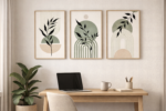 Set of 3 Sage Green Boho Geometric Botanical Wall Art Prints (4:5)