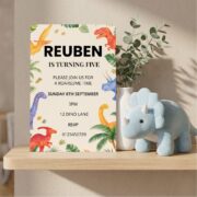 Watercolour Dinosaur Invitations 4x6 Kids Party Canva Editable - Image 3