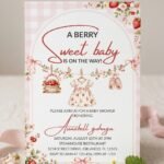 Berry Sweet Baby Shower Invitation Canva Editable - Image 3