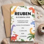 Watercolour Dinosaur Invitations 4x6 Kids Party Canva Editable
