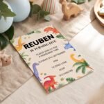 Watercolour Dinosaur Invitations 4x6 Kids Party Canva Editable - Image 2