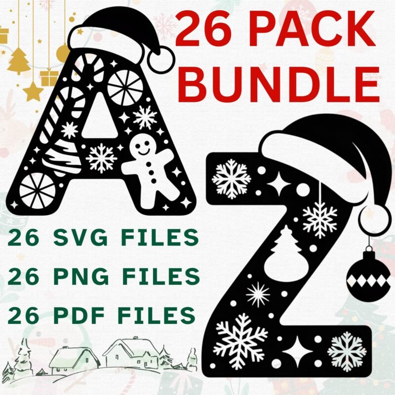 Christmas alphabet SVG bundle