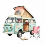 Camping Trailer Watercolor Clipart PNG Set - Image 3