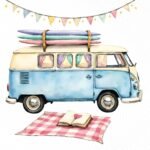 Camping Trailer Watercolor Clipart PNG Set - Image 2