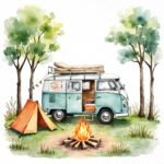 Camping Trailer Watercolor Clipart PNG Set - Image 6