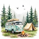 Camping Trailer Watercolor Clipart PNG Set - Image 5