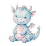 Watercolor Baby Dragon Clipart PNG Set for Nursery - Image 2