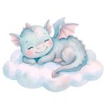 Watercolor Baby Dragon Clipart PNG Set for Nursery - Image 3