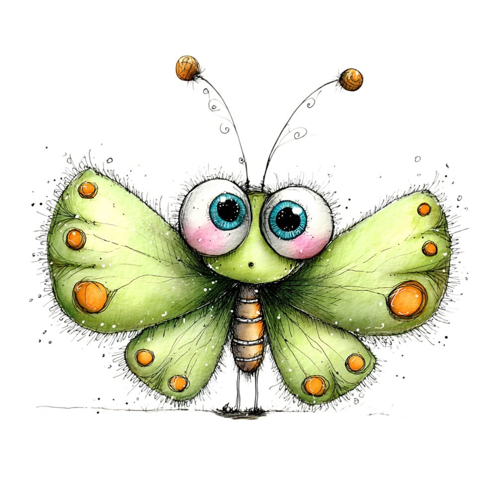 Cartoon Butterfly Flower Clipart PNG Bundle – Watercolour Graphics - Image 8