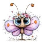 Cartoon Butterfly Flower Clipart PNG Bundle – Watercolour Graphics - Image 6