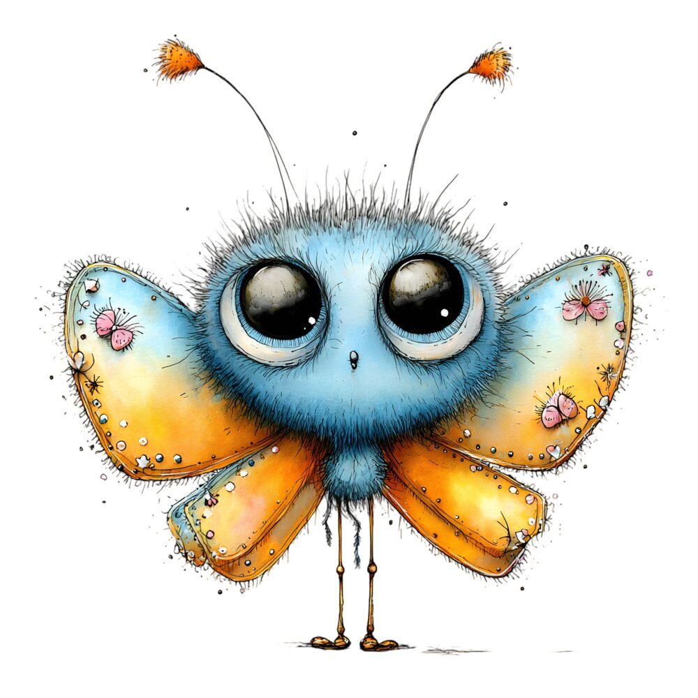 Cartoon Butterfly Flower Clipart PNG Bundle – Watercolour Graphics - Image 4