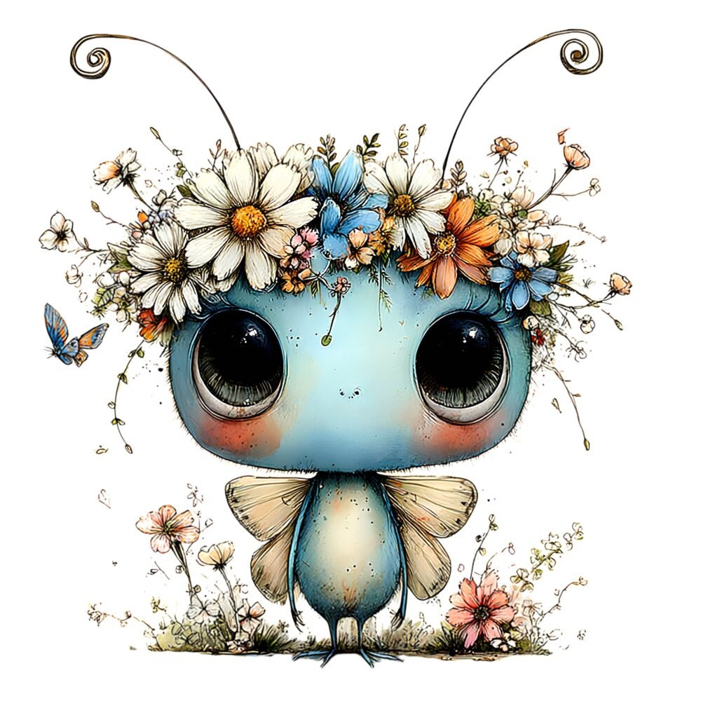 Cartoon Butterfly Flower Clipart PNG Bundle – Watercolour Graphics - Image 2