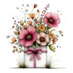 Flowers in Gift Box Clipart PNG Bundle – Watercolor Floral Gift Box Images, Transparent Background Digital Download - Image 7