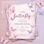 Little butterfly is on the way baby shower invitation template