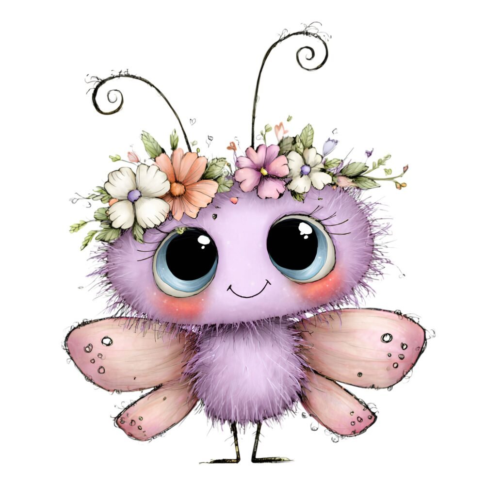 Cartoon Butterfly Flower Clipart PNG Bundle – Watercolour Graphics - Image 14