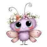 Cartoon Butterfly Flower Clipart PNG Bundle – Watercolour Graphics - Image 14