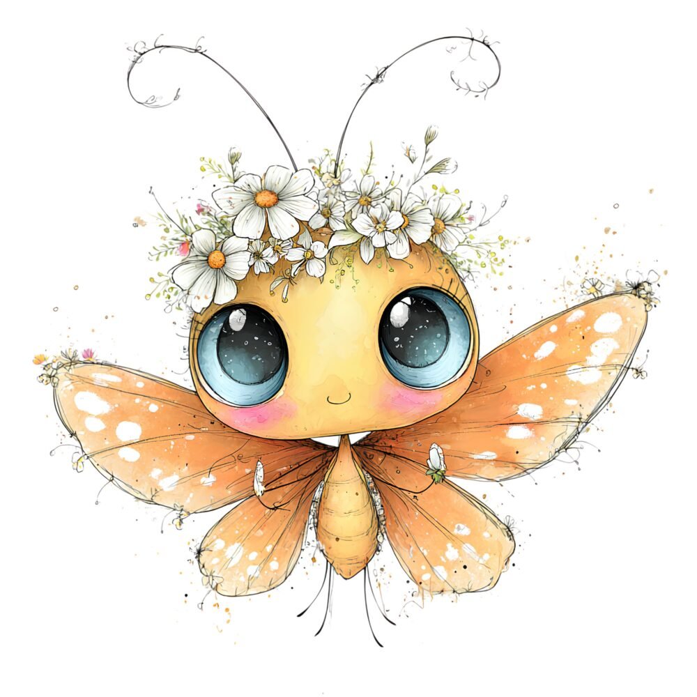 Cartoon Butterfly Flower Clipart PNG Bundle – Watercolour Graphics - Image 13