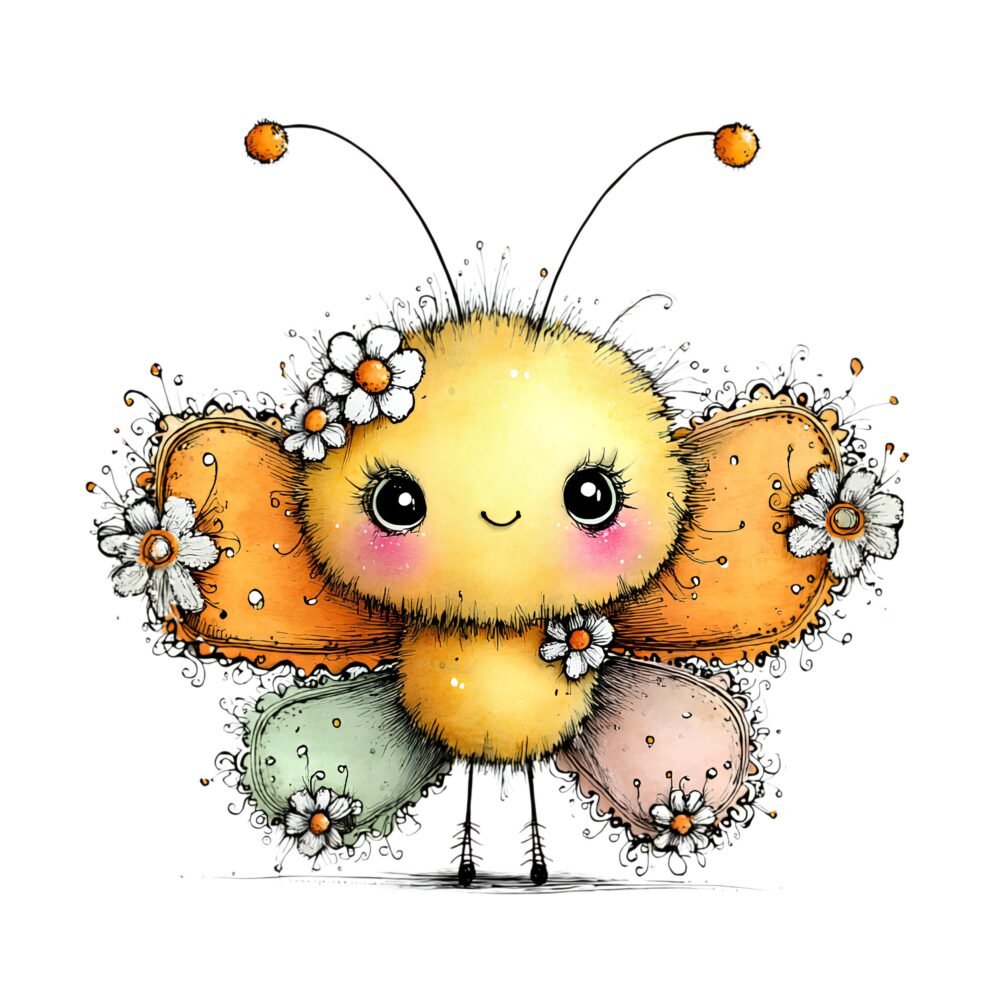 Cartoon Butterfly Flower Clipart PNG Bundle – Watercolour Graphics - Image 12