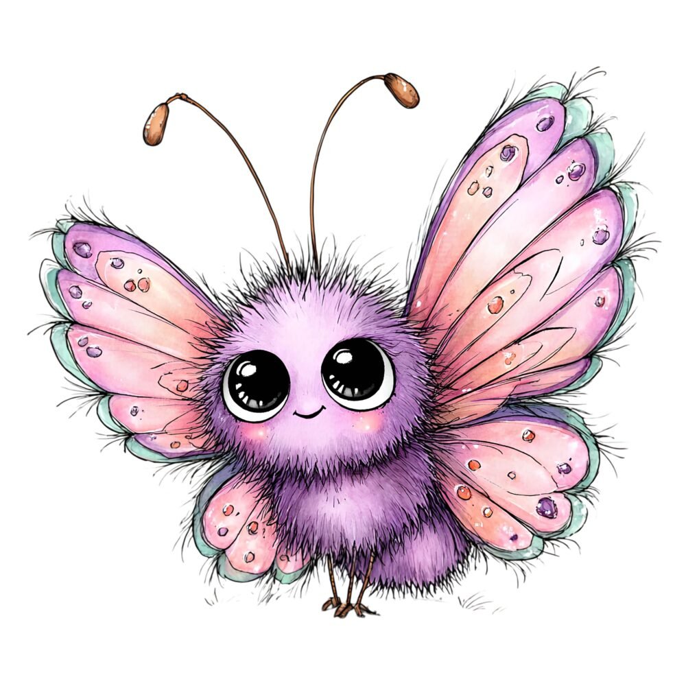 Cartoon Butterfly Flower Clipart PNG Bundle – Watercolour Graphics - Image 10