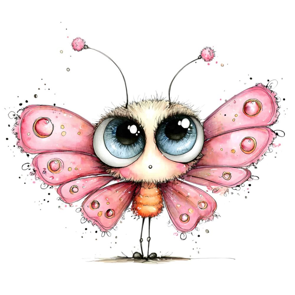 Cartoon Butterfly Flower Clipart PNG Bundle – Watercolour Graphics - Image 9
