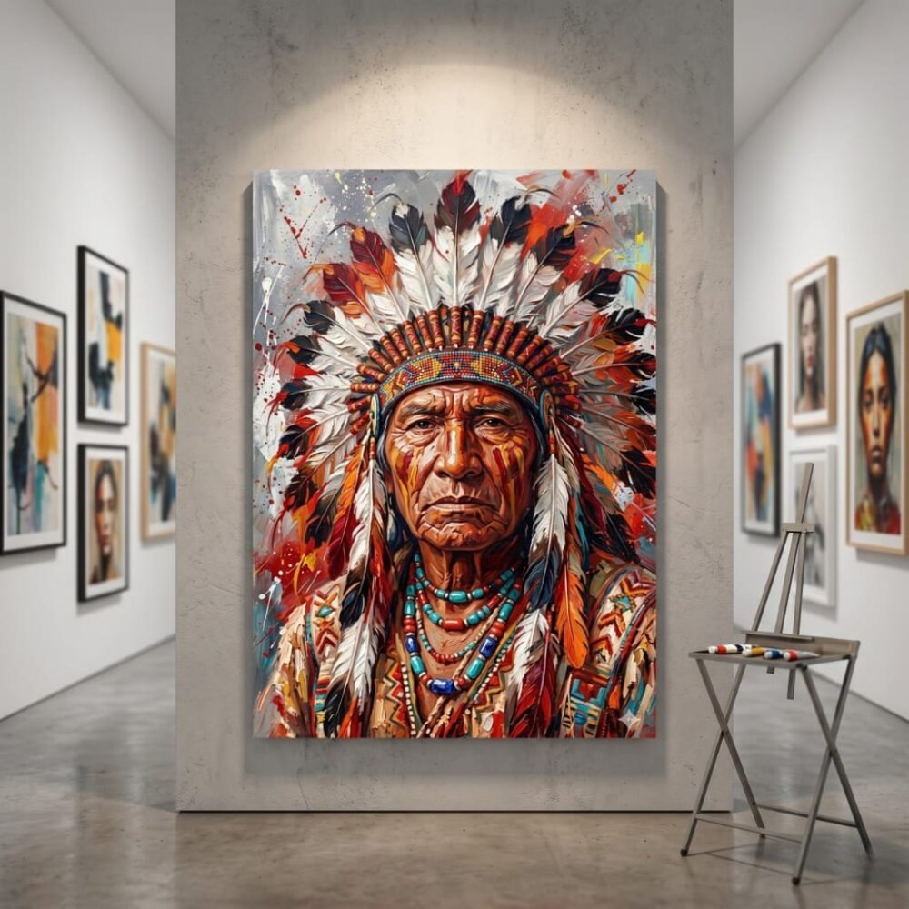 Native American Art Print | Bold Chief Wall Art | Digital Stockist