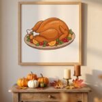 Thanksgiving turkey clipart instant download PNG JPG set
