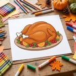 Autumn Thanksgiving turkey illustration hand drawn clipart