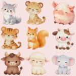 Watercolor Baby Animals Clipart Bundle - 300 DPI PNG - Image 3