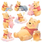 Cute Pooh Bear Watercolor Clipart Bundle, Honey & Friends PNG Kit - Image 2