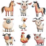 Cute Farm Animals Clipart PNG Bundle – 34 Watercolor Animal Graphics - Image 2