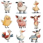 Cute Farm Animals Clipart PNG Bundle – 34 Watercolor Animal Graphics - Image 4