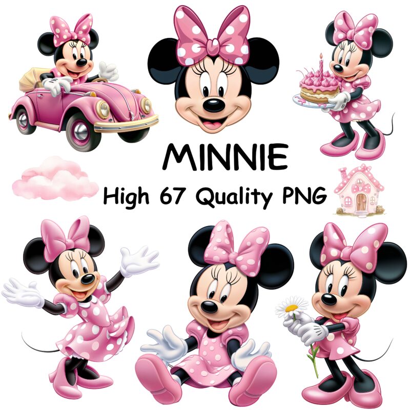 watercolor pink mouse clipart for birthday invitations
