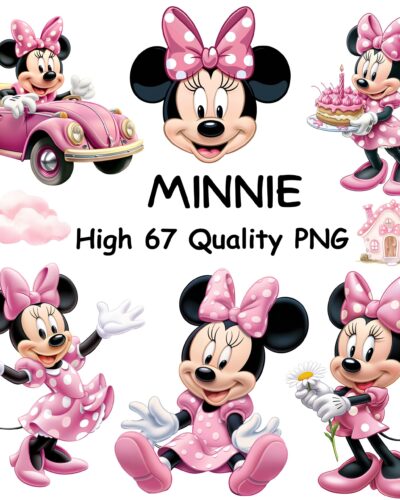 watercolor pink mouse clipart for birthday invitations