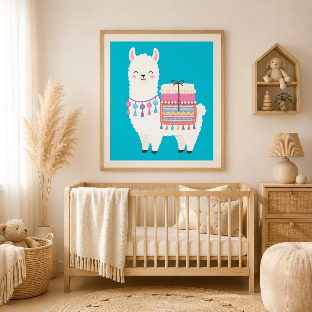 Alpaca Art Print PNG for Kids Rooms